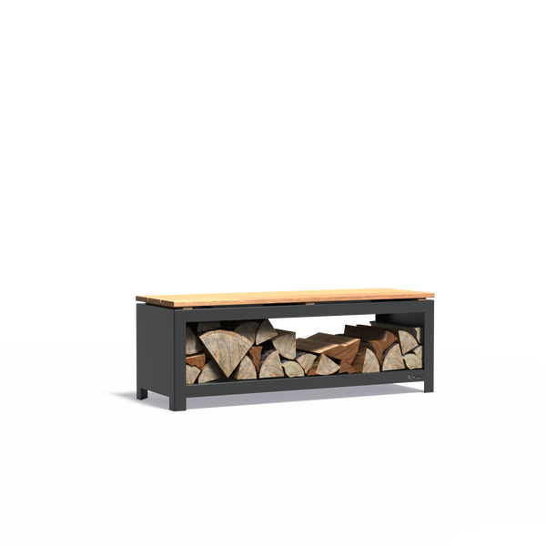 FORNO LOGG zitting RAL9005 - Gecoat staal 3 mm + Garapa
