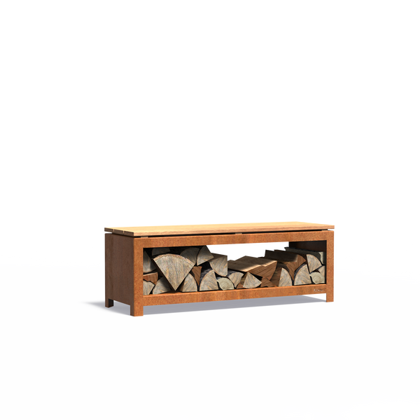 FORNO LOGG zitting - Cortenstaal 3mm + Garapa