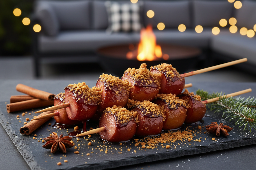 Kerst-Kamado: Gegrilde Perenspies met Glühwein-Siroop en Speculaaskruim